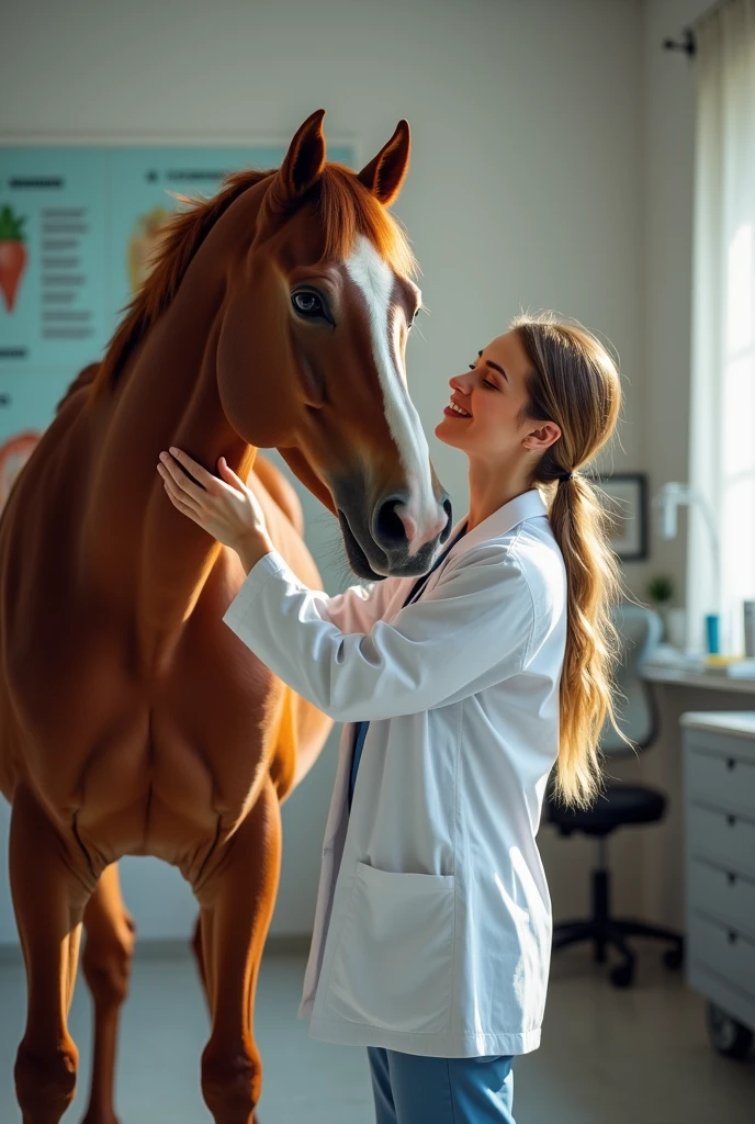 Obstetrician doctor holding horse