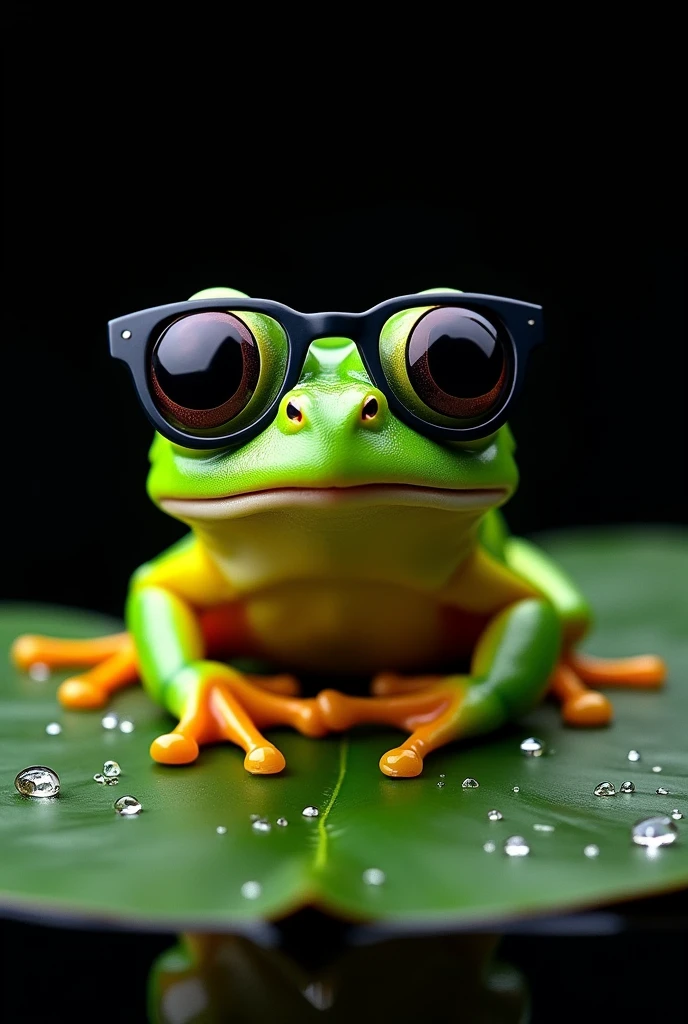 Make a cool frog with sunglasses and a black background