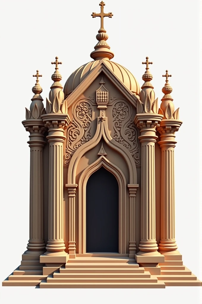 "Create a logo that resembles a tabernacle, designed to look like a temple. The structure should have prominent architectural features such as columns and a central entrance, symbolizing a place of worship. Incorporate a sacred and reverent tone into the design, emphasizing the spiritual significance of the tabernacle. The overall look should be clean and elegant, capturing the essence of a temple while maintaining simplicity and clarity in the logo."
