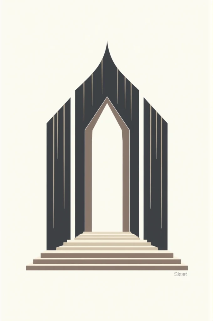 "Create a logo that resembles a tabernacle, designed to look like a temple. The structure should have prominent architectural features such as columns and a central entrance, symbolizing a place of worship. Incorporate a sacred and reverent tone into the design, emphasizing the spiritual significance of the tabernacle. The overall look should be clean and elegant, capturing the essence of a temple while maintaining simplicity and clarity in the logo."