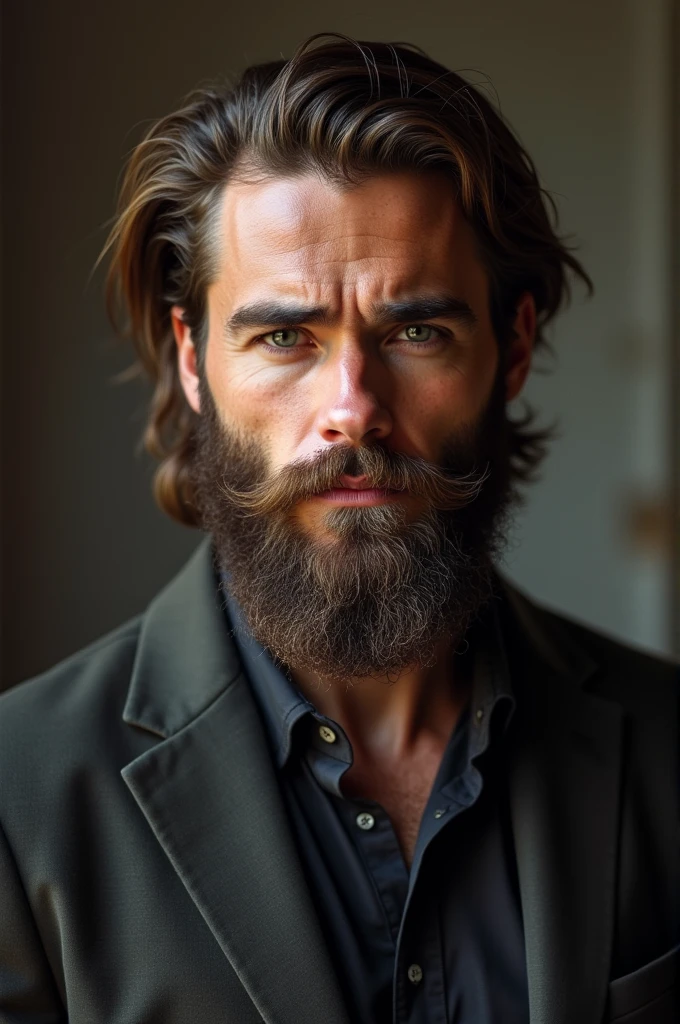 Young 25 year old American patriot male. With beard. Very realistic.