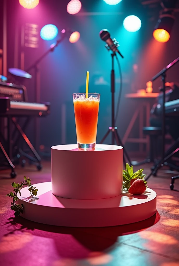 Hin Smoothie drink microphones breaking new podium studio shadow light