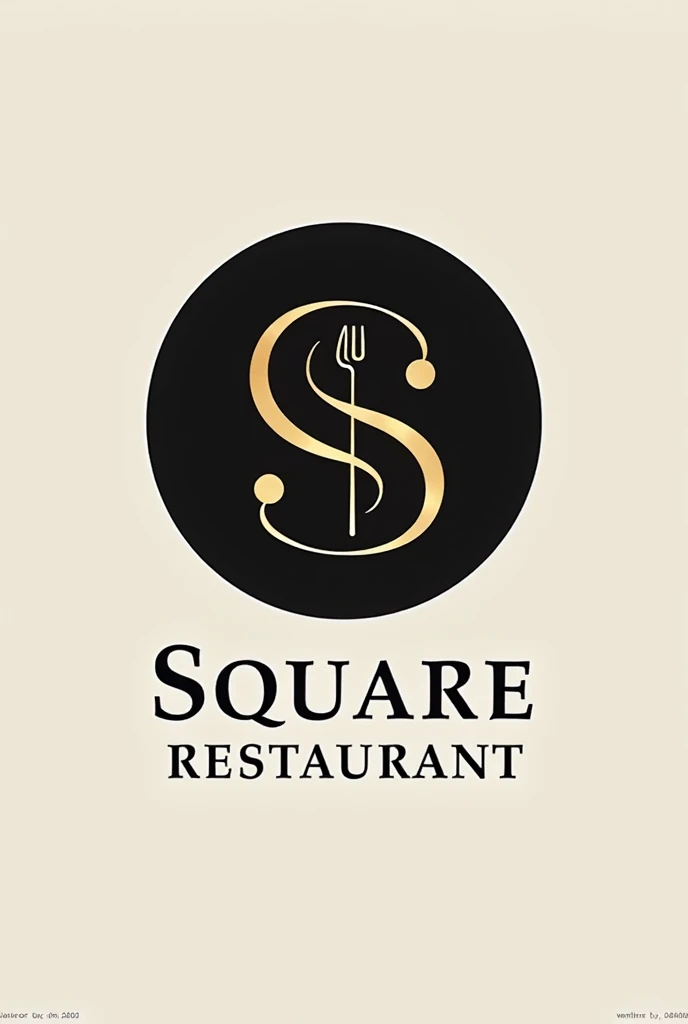 Logo for restaurant named Ssquare junior chef restaurant in circle shapes and adding touch of chef also adding symbol of S and adding 2 on top of s with a subtitle of junior chef restaurant also included into the square shape with a black golden colour theme and adding restaurant touch tp logo