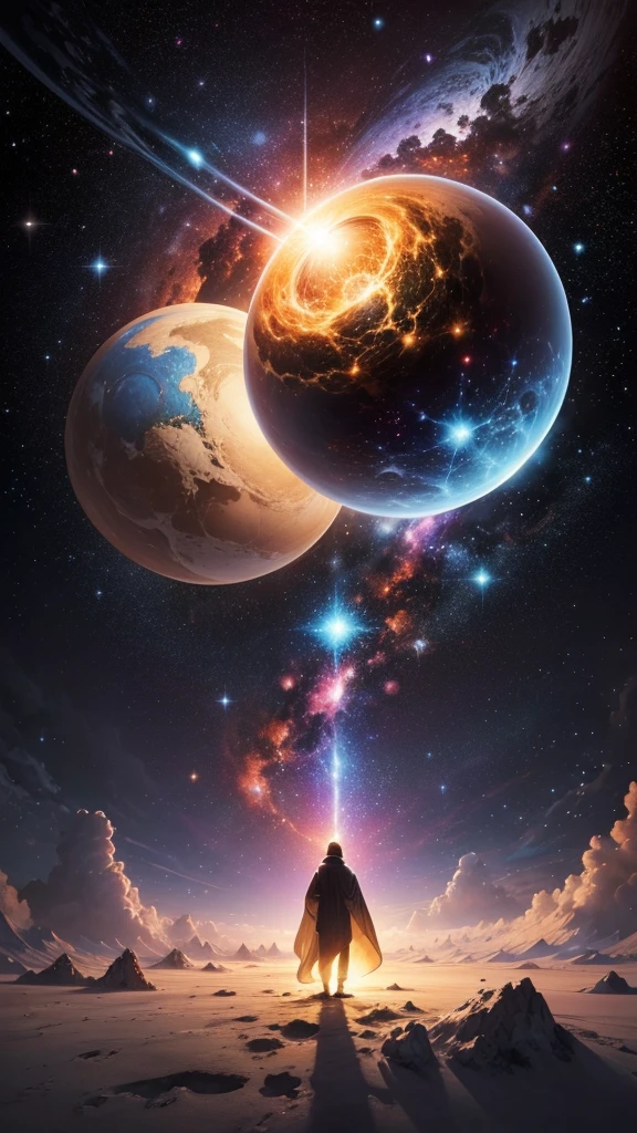 an abstract idea of God creating the universe, the origin of matter, space and time