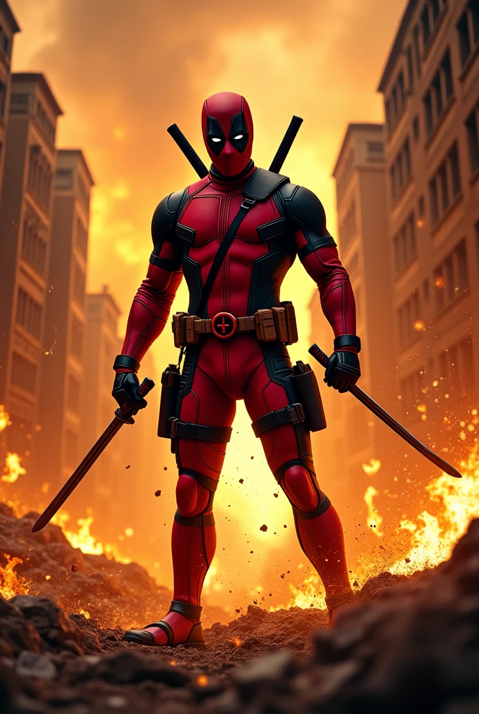 Deadpool with fire