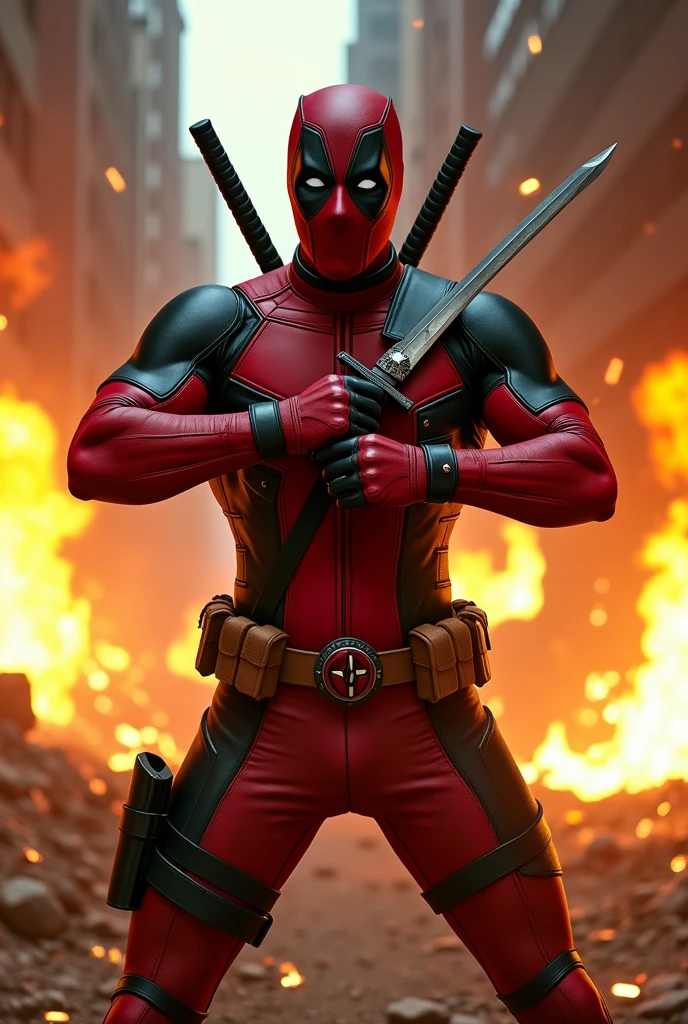 Deadpool with fire