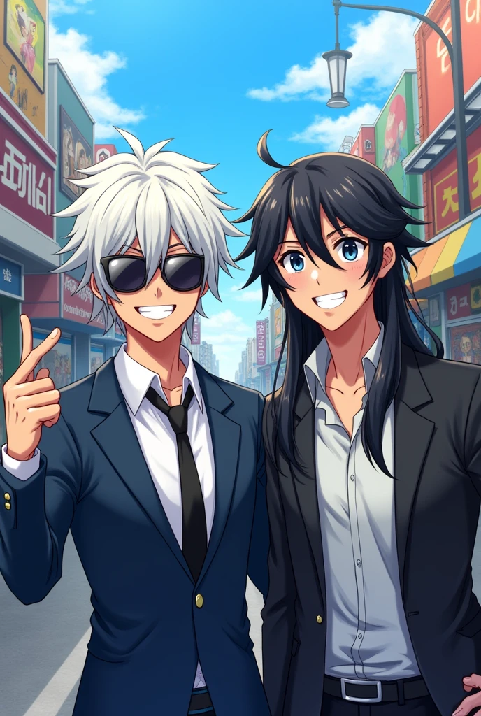 gojo satoru and suguru geto with big smile