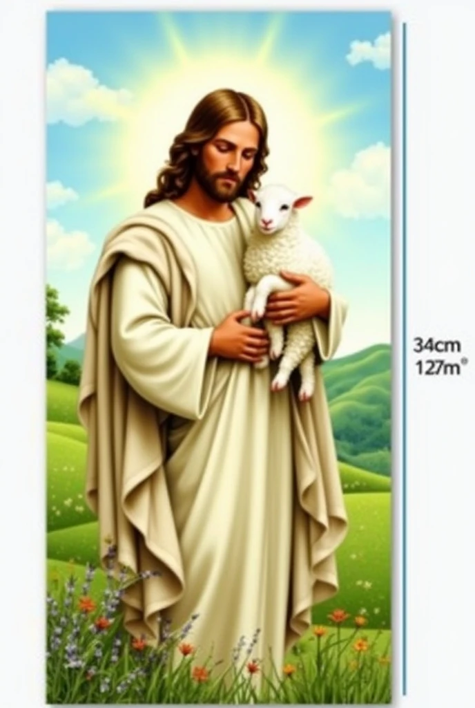 Create a bookmark where Jesus Christ is holding a sheep. On one side only, in dimensions of 14,5 high x 4,5 wide. There should be spaces to place text both at the top and bottom of the separator.
Just remove the text in this last separator.