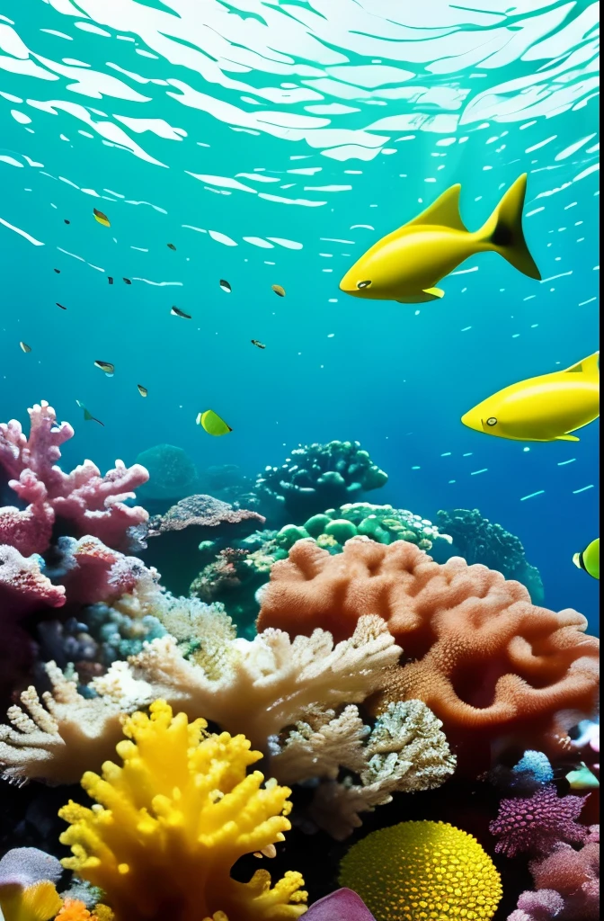 yellow sponges on a coral reef with a fish in the background, sea sponges, sponge, colorful coral, beautiful colorful corals, nice deep colours, corals, vivid colors!, nice colors, harmony of neon glowing coral, spongy, coral, vibrant corals, bolts of bright yellow fish, reefs, color”, great colors, vivid colors!!, underwater life