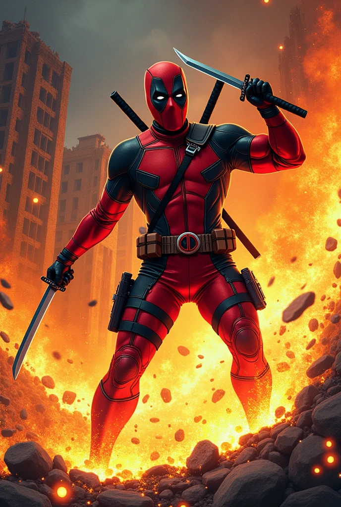 Deadpool with fire