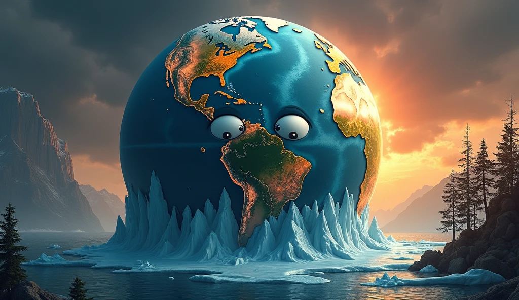 Global warming symbol image, earth planet melting