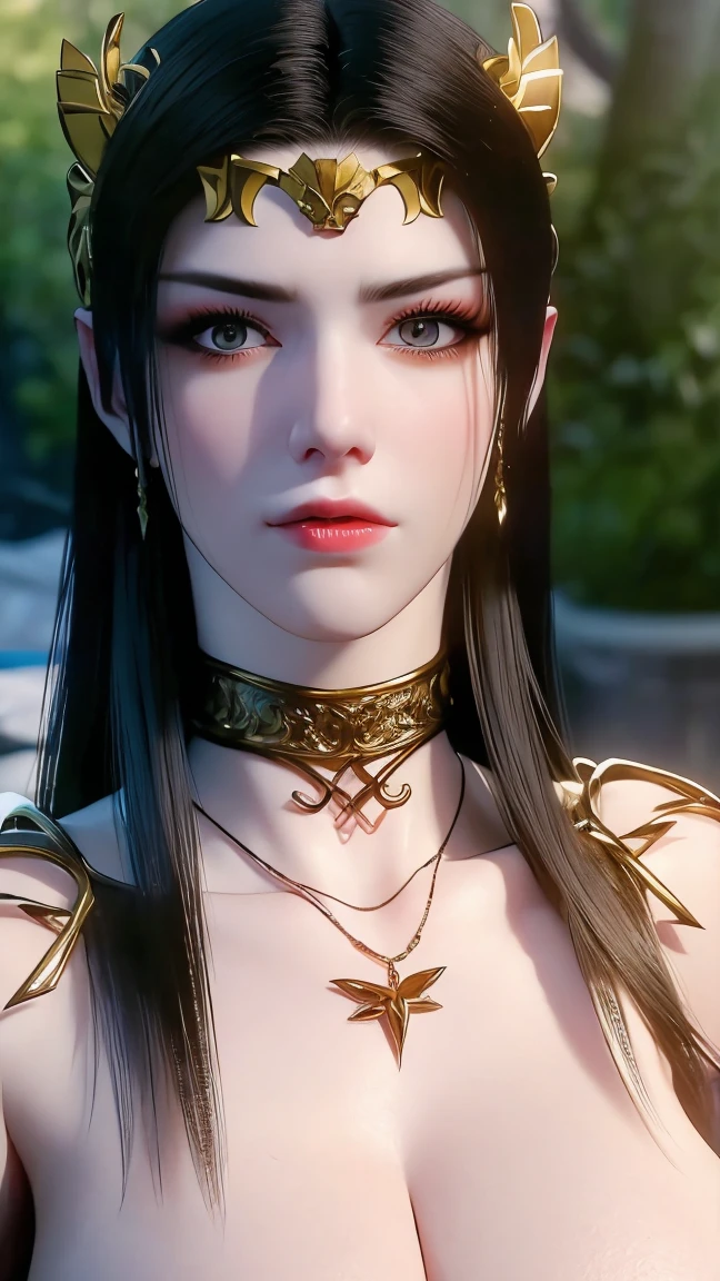 (lifelike, high - resolution:1.3), 1 girl with a perfect body, Super fine face and eyes,slong hair, big boob,Expose cleavage5)),, lightning, hyper-realistic graphics, most realistic graphics, 1 girl, alone, solo, Extremely sharp, surreal image, naked, NSFW , show bodyguard