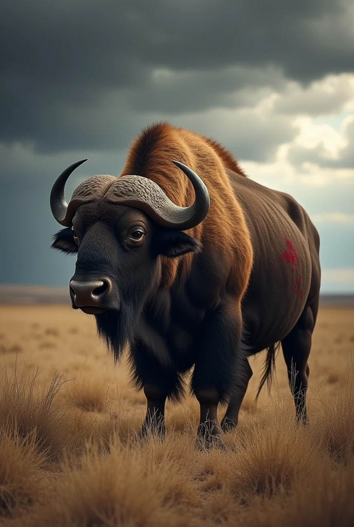 A big buffalo with blood