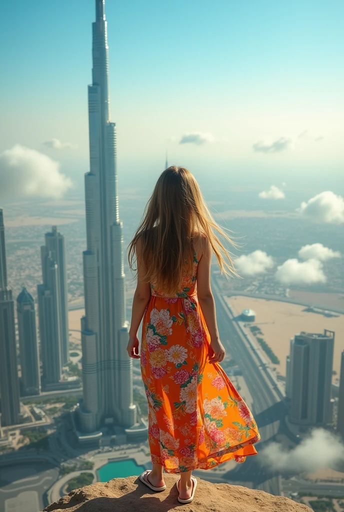 A girl on top of Burj Khalifa 