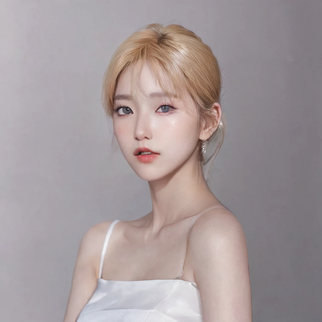 araffe woman with blonde hair and blue eyes posing for a picture, portrait of female korean idol, 8k portrait render, render of april, glowing porcelain skin, realistic anime 3 d style, photorealistic!!!!!!! art style, photorealistic anime girl render, realism artstyle, realistic artstyle, soft portrait shot 8 k, portrait of kpop idol