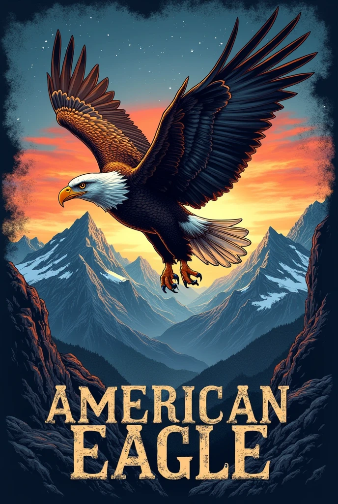 American Eagle rock t-shirt style art