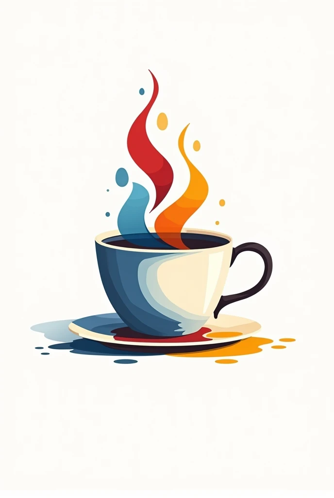 A minimalist logo of a cup of coffee combined with paint like a paint palette that looks very creative and has more design with modern colors