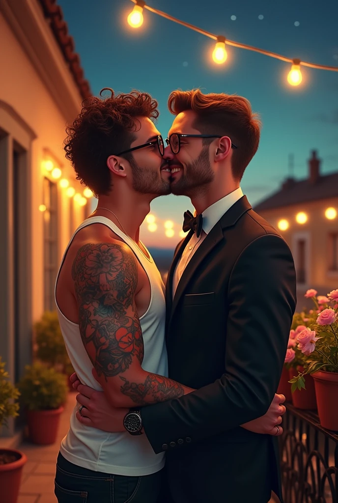 two gay couples kissing 