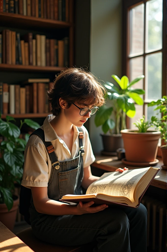 Student reading book