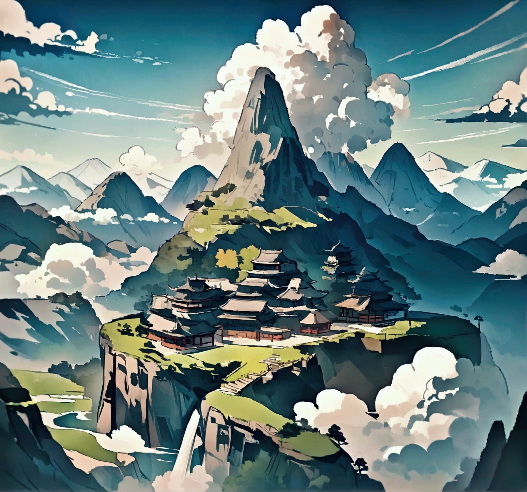 Beautiful natural scenery of China, sồng, hồ, mountain, cloud, mystical beauty, Aerial view.