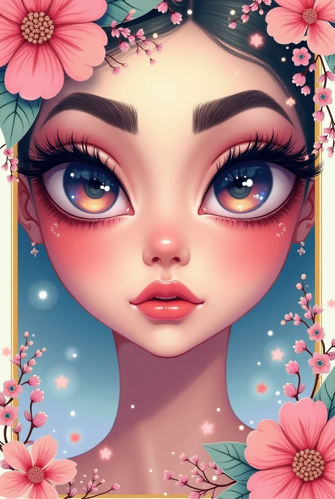 imageio: The third card turned over, showing an illustration of voluminous and intense eyebrows and eyelashes.