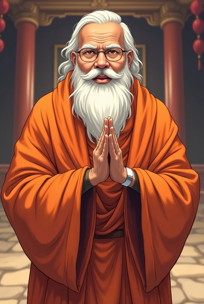Modi in anime sadhu trishul in hand
