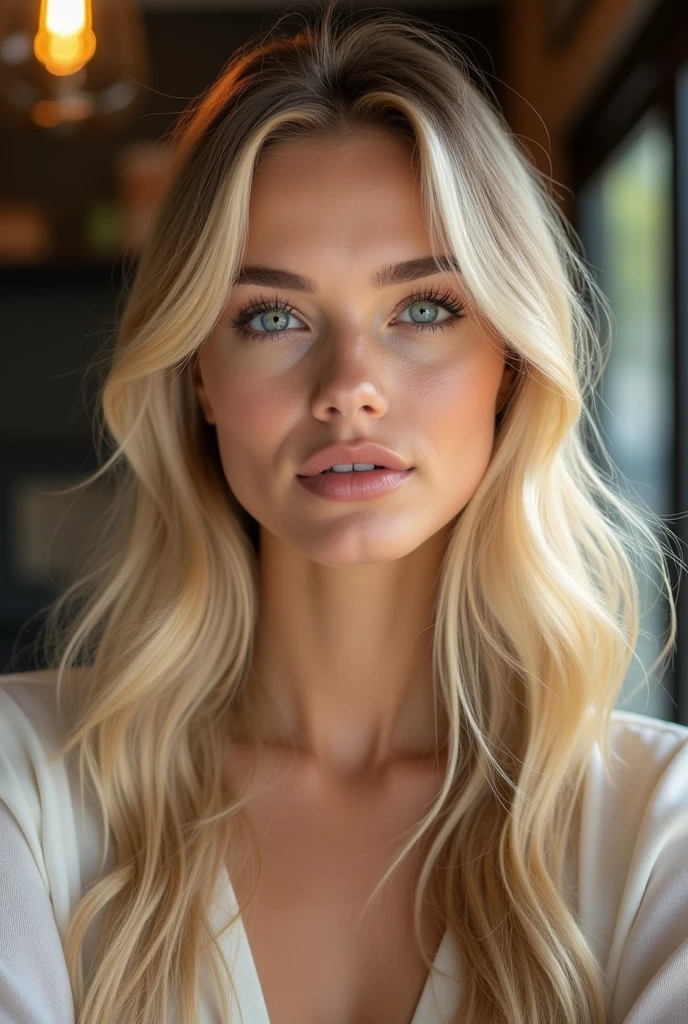 Realistic blonde woman face for a mym model
