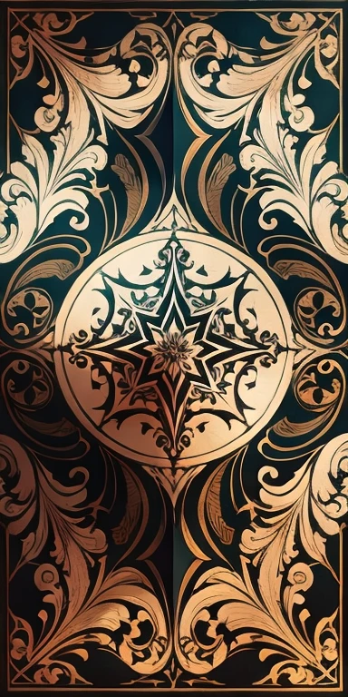 Nordic tree-shaped solitaire,Flat style, abstract artistic,Graphic design,symmetry, Math, Renaissance, Oil painting, 2D canvas, highly detailed, complex, Classic paint, Black monochrome, crystals, opulent, lap, gothic ornament, Graphic design