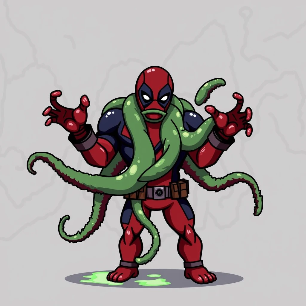 Marvel Heroes, Deadpool, Tentacle entanglement, uniform, Binding hands togethe, Foreign object invasion, monster breeding, wet, slime, tentacles, slimy tentacles, monster and human breeding, Tentacles wrapped around the body, Insert tentacles into the body