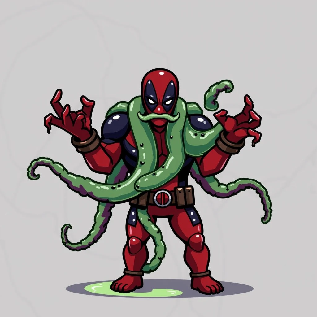 Marvel Heroes, Deadpool, Tentacle entanglement, uniform, Binding hands togethe, Foreign object invasion, monster breeding, wet, slime, tentacles, slimy tentacles, monster and human breeding, Tentacles wrapped around the body, Insert tentacles into the body
