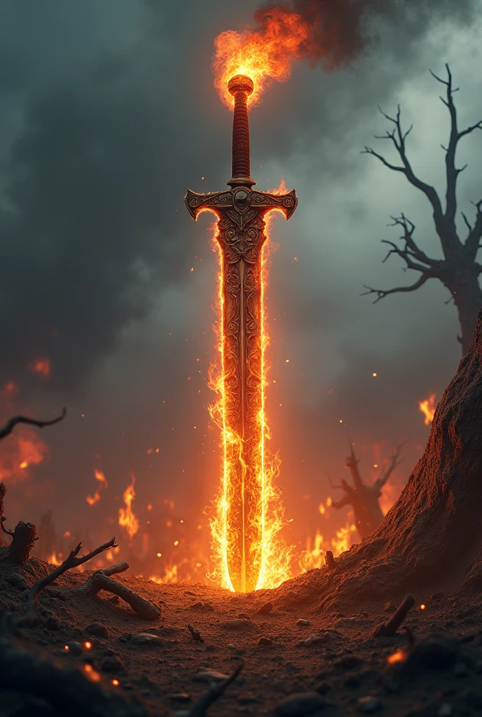 sword with wood mix fire and realistic anger where is the wood





