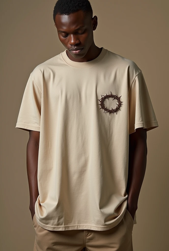 a t-shirt with a crown of thorns written on the left chest