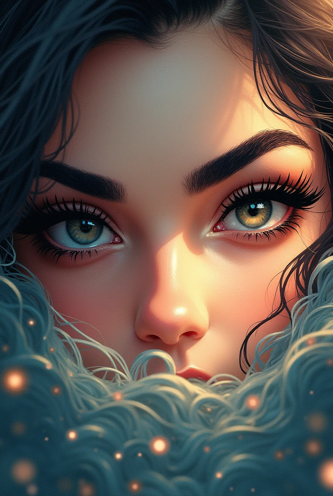 imageio: The third card turned over, showing an illustration of voluminous and intense eyebrows and eyelashes.