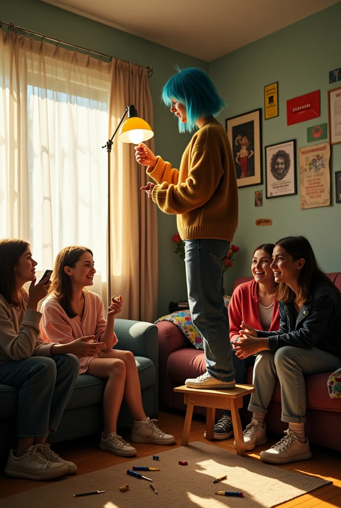 Believe me, teenagers changing light bulbs at home