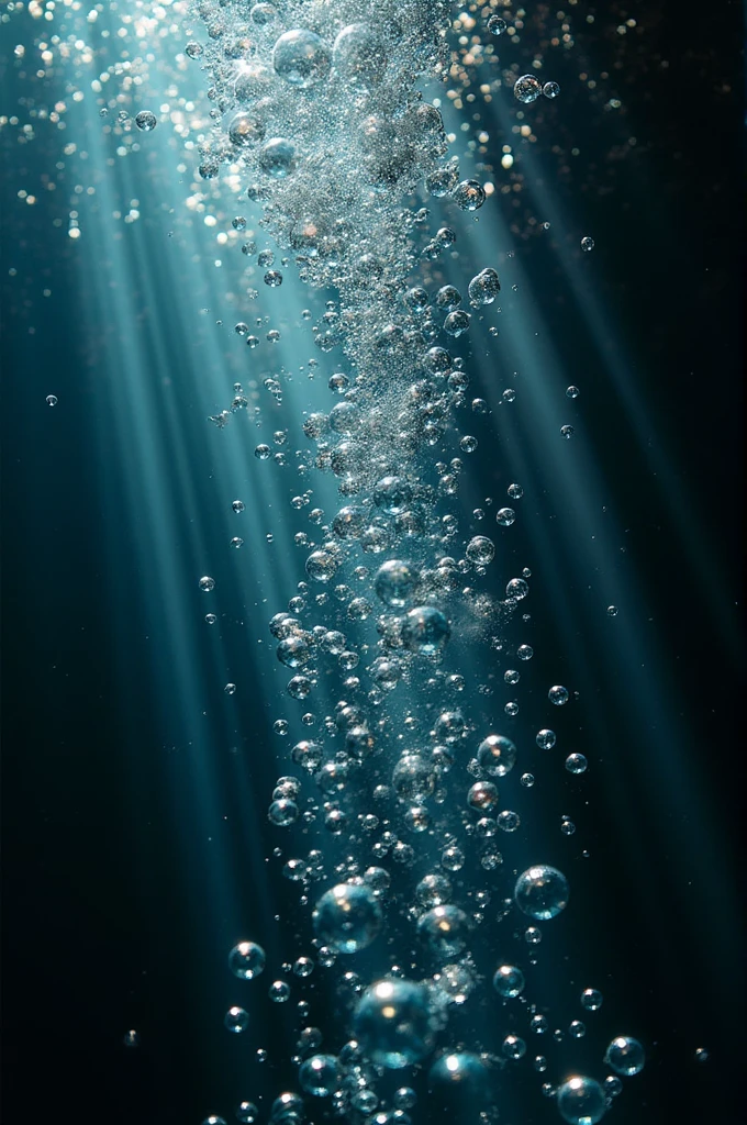 In the waterに落ちる、Bubble、In the water、dark、たくさんのBubble