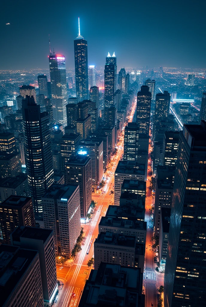 1000 building high-rise city in night view and airplane view

