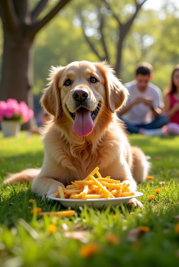 dog eating french fries