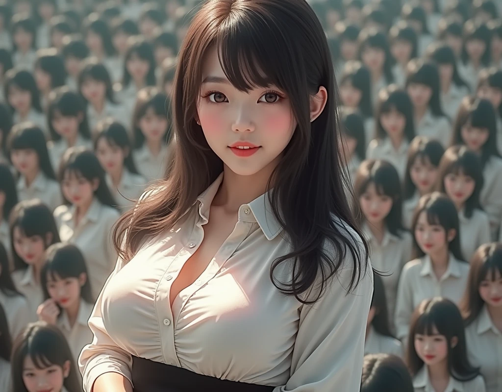 [Japanese Clone girls=Myself], [Perfect Clone girls Raw Photography Art], (16K, Highest quality, Ultra-high resolution, ((Unrealistic, Unprecedented sight, ((A World of Myself Proliferation)), Ultra-realistic))), (Japanese, woman, 26-year-old), (((((Small face, (((((Thick black hair, Semi-long hair)))))))))), ((Very beautiful detailed girls, Accurate body structure, Very detailed and perfect super busty body)), (((amazing super big tits, Large, swelling breasts))), (((White shirt, Big breasts emphasis, I can see the cleavage, Black Mini Skirt))), ((Dark Eyes, Mature face, Cute Smile, A gentle gaze)), (((((Happy laughter))))), (((((Very detailed, 1girl-1,000,000,000,000,000,000,000,000,000,000,000,000,000cloning girls))))), (((((A very detailed and precise description of the doppelganger, Perfectly the same girl, The exact same smile, Perfect same hair, Perfect same clothes, Exactly the same height, 完璧な同じLarge, swelling breasts))))), (((((Myself only))))), (((Perfect description, Filling the Earth 1,000,000,000,000,000,000,000,000,000,000,000,000,000cloning girls-1,000,000,000,000,000,000,000,000,000,000,000,000,000^100,000,000cloning girlsのMyself, 異次元のSuper dense, Super denseの中心に広くフォーカス, I&#39;m happy to be surrounded by countless versions of myself, I want to drown in love with countless versions of myself., I want to be drowned in love with countless versions of myself around me., Holding hands, hug, hug, kiss, Touching breasts))), (((Very detailed, Extremely crowded, Super dense, Super crowded))), ((Bright and soft light)), ((((((((Very detailed and clear hyper-perspective drawing)))))))), (((Subject depth zero))), Everyone is sexy