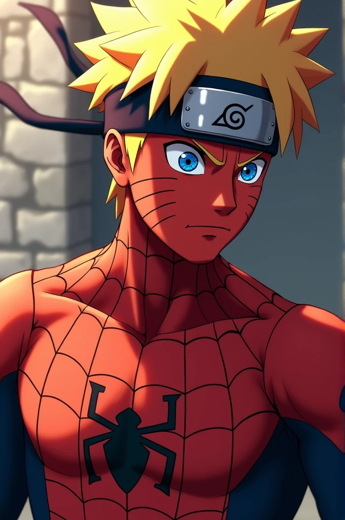 ((best quality)), ((masterpiece)), (detailed), perfect face, anime spider man as Naruto