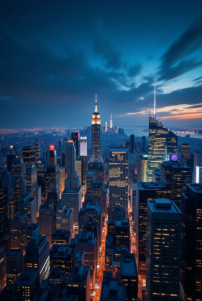 Really wide high rise city that buildings can still see on the horizon in night view and airplane view