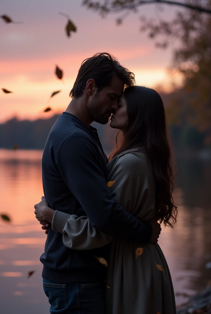 Sad couple hugging his girlfriend from behind guy looks like tom cruise 