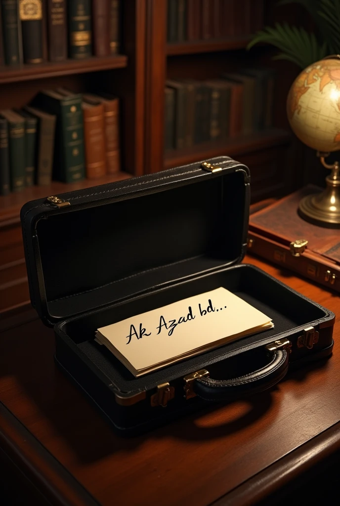 a slip in a briefcase 
in that slip it's written " Ak Azad bd" 