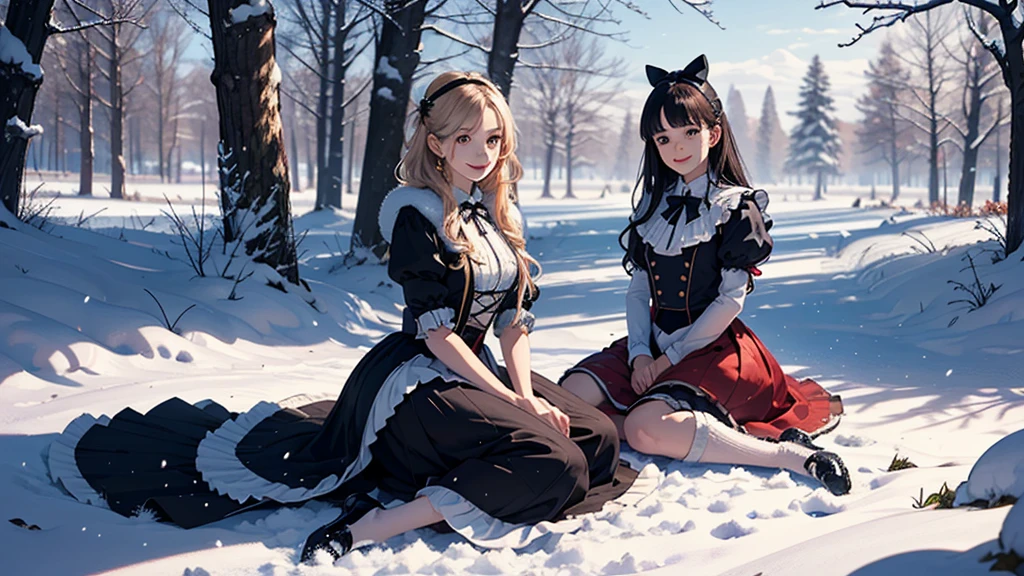 mastepiece, (mastepiece, Best Quality, Ultra-detailed, Photorealistic, extremely delicate and beautiful),
Alice in Wonderland, at winter, Playing in the snow, Happy smile, Very beautiful girl, correct facial features, detailed image of a girl