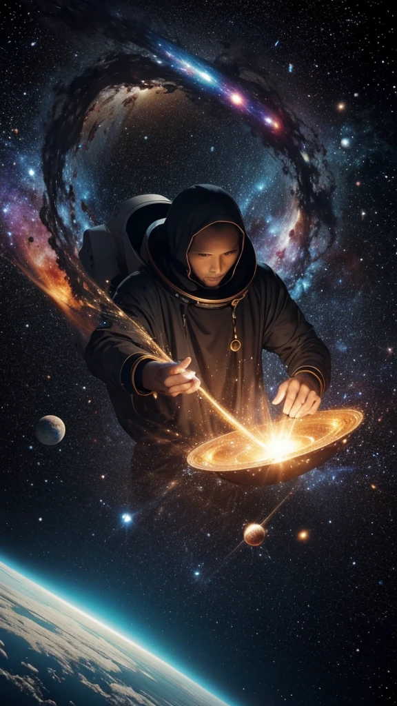 God in the form of a formless being creates the Universe, the origin of matter, space and time