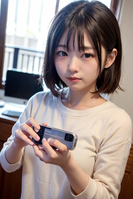 Ultra HD、one person's、Tiny、cute、Childish、Finely shaped eyes、Clear skin、Double eyelids、Thin legs、Narrow shoulders、body(slim)、5 heads、short hair、Small breasts、