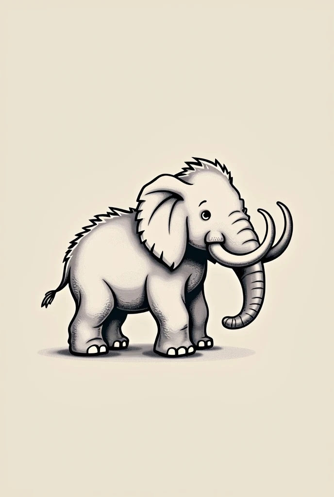 Simple outline with shading of a baby mammoth from the side for a men's tattoo