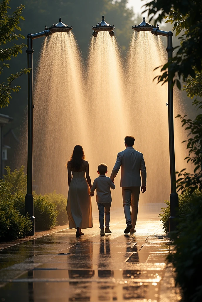 3-point rain sprinklers to recreate rain in cinema