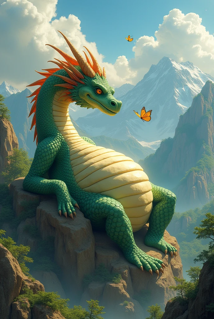 A very large, obese dragon with a very fat neck and a very fat belly.