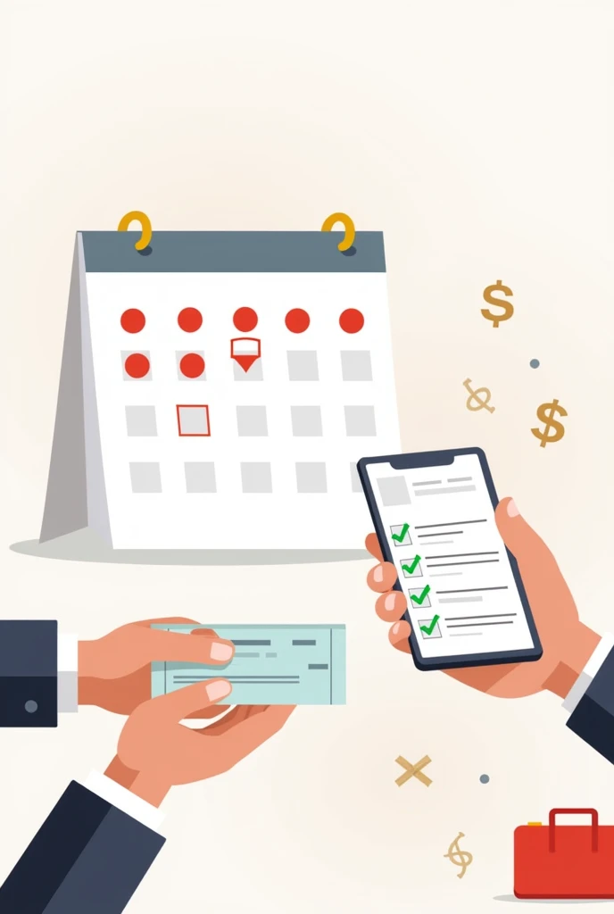 illustration: A graphic of a calendar with due dates marked and a list of completed payments. You can also use an image of a hand handing over a check or making an online payment..
