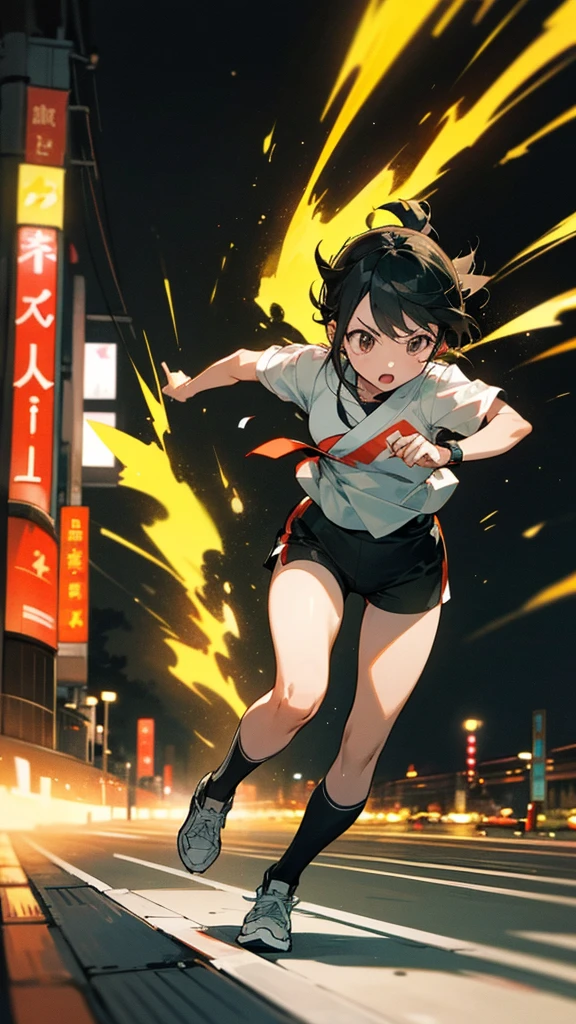I want a picture of one in Tokyo city running at night